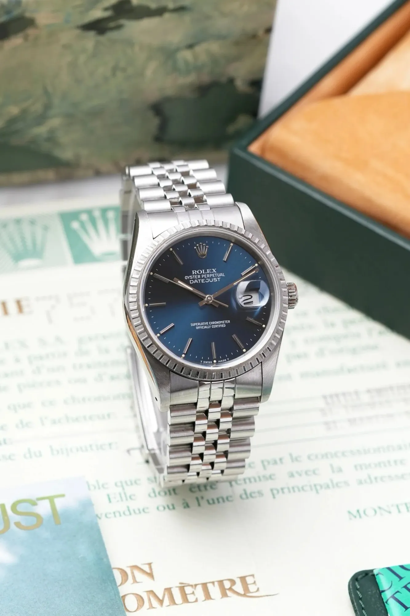 Rolex Datejust ref. 16220 Blue Dial - Full Set