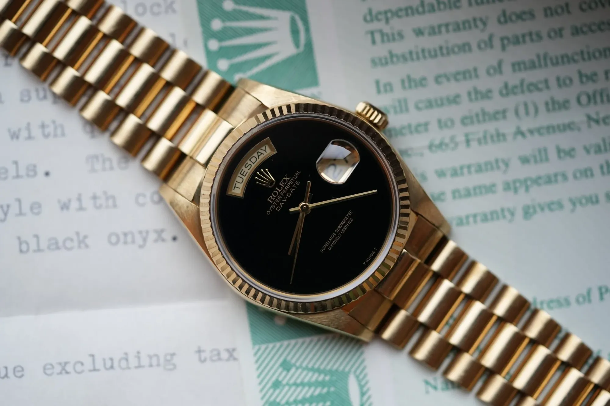 Rolex Day Date 18038 'Onyx Dial' Full Set