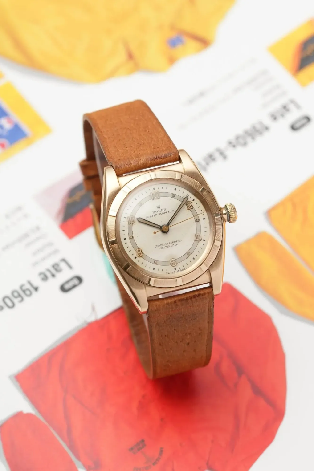 Rolex Bubbleback Pink Gold Sector Dial ref 4777