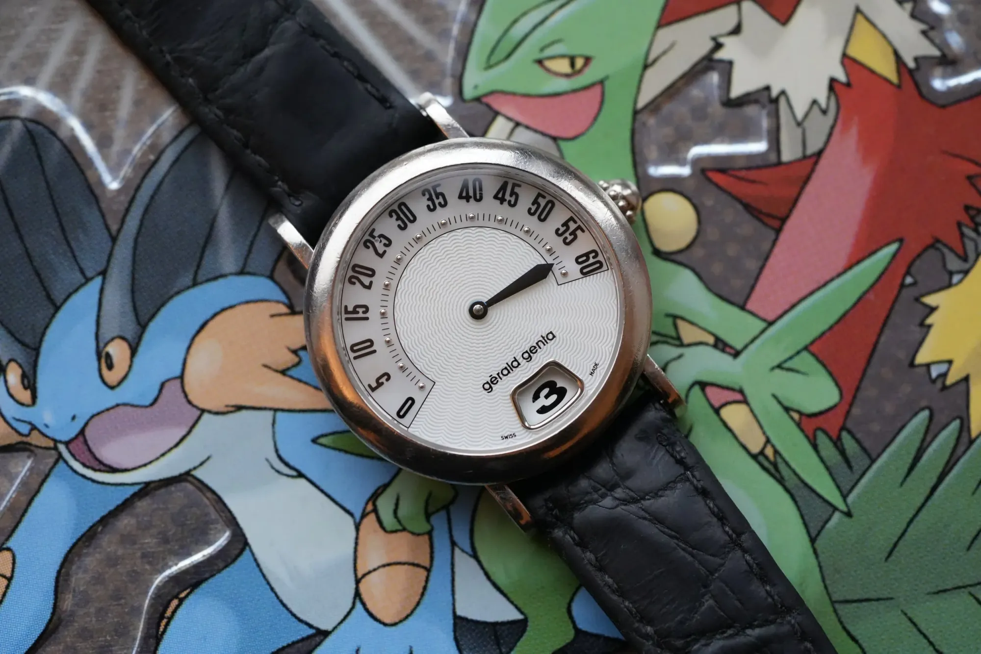 Gerald Genta 18k White Gold Jump Hour