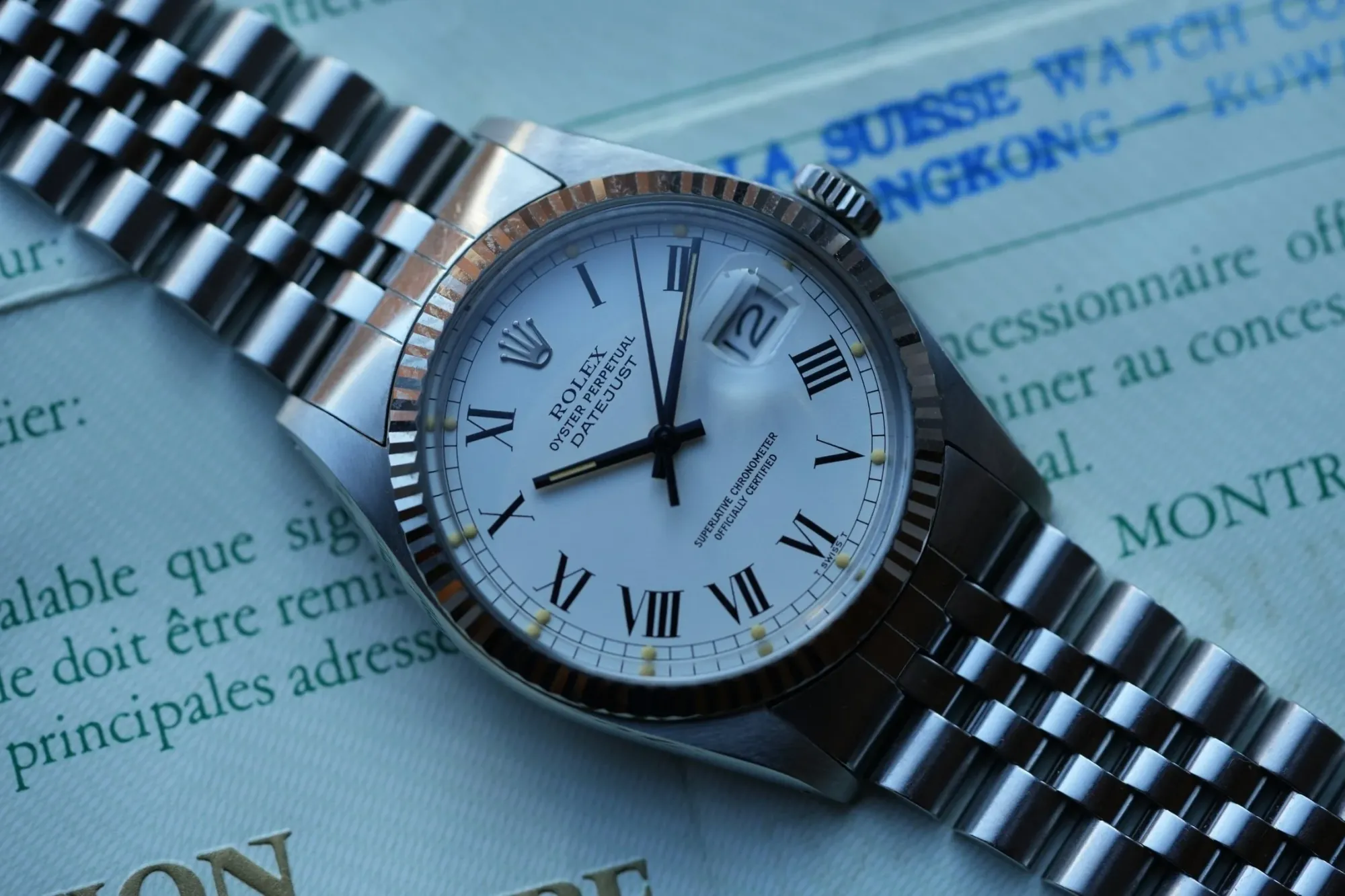 Rolex Datejust 16014 White Buckley w/ Papers